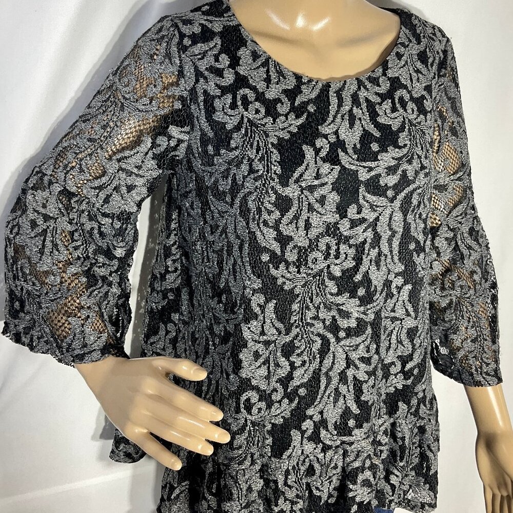 Rafaella Sz Med 3/$16 Womens Lace Top 3/4 Sleeves RSKF7114